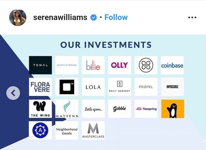 Award Winning Tennis Player Serena Jameka Williams Invests In Coinbase.