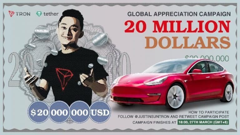 Tron CEO Justin Sun Finally Redeems The Tesla Car Reward In $TRX worth $28,000 To The Twitter Contest Winners.
