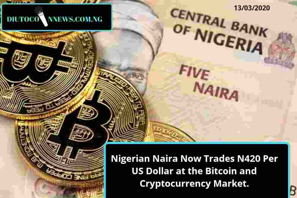 Nigerian Naira Now Trades N420 Per US Dollar at the Bitcoin and Cryptocurrency Market.