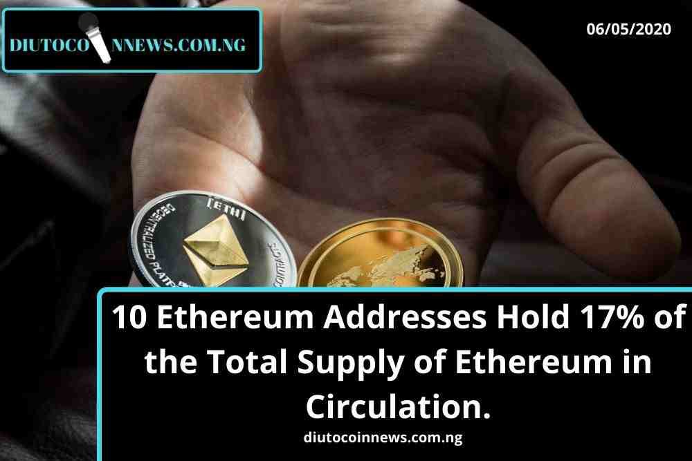 10 Ethereum Addresses Hold 17% of the Total Supply of Ethereum in Circulation.