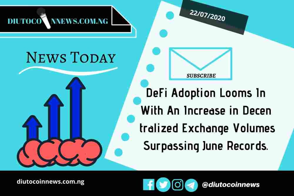 DeFi Adoption Looms In With An Increase in Decentralized Exchange Volumes Surpassing June Records.