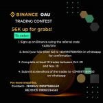 BINANCE OAU TRADING CONTEST. 56,000 Naira UP FOR GRABS! (100 BUSD Prize pool.)